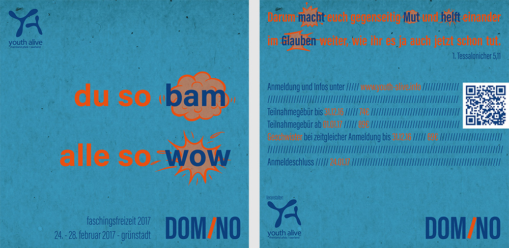 Domino - Printdesign: Konzept und KeyArt für eine Jugendveranstaltung [Konzept, Design, Webgrafiken]