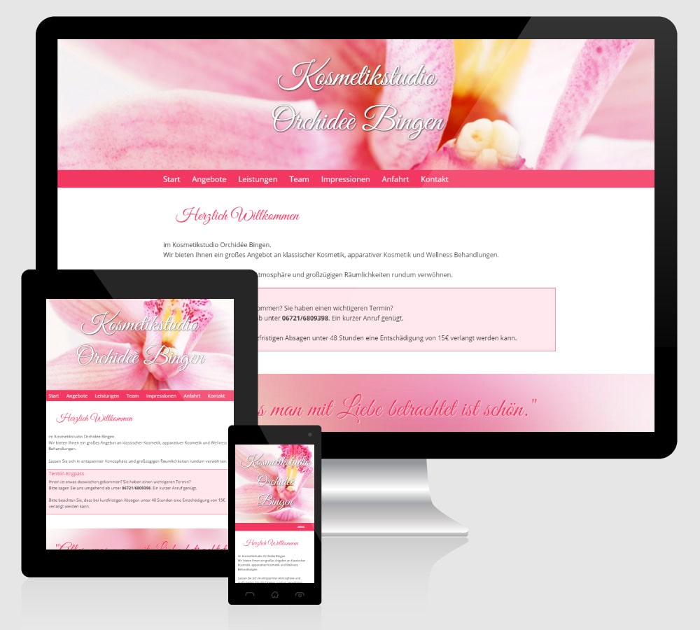 Webdesign für Kosmetikstudio Orchideé